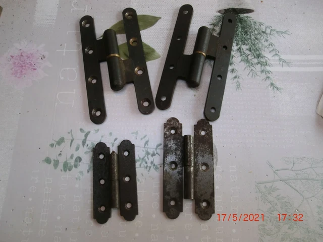 Lot 4 paumelles gonds de fenêtre charnière ancien stock de quincaillerie acier